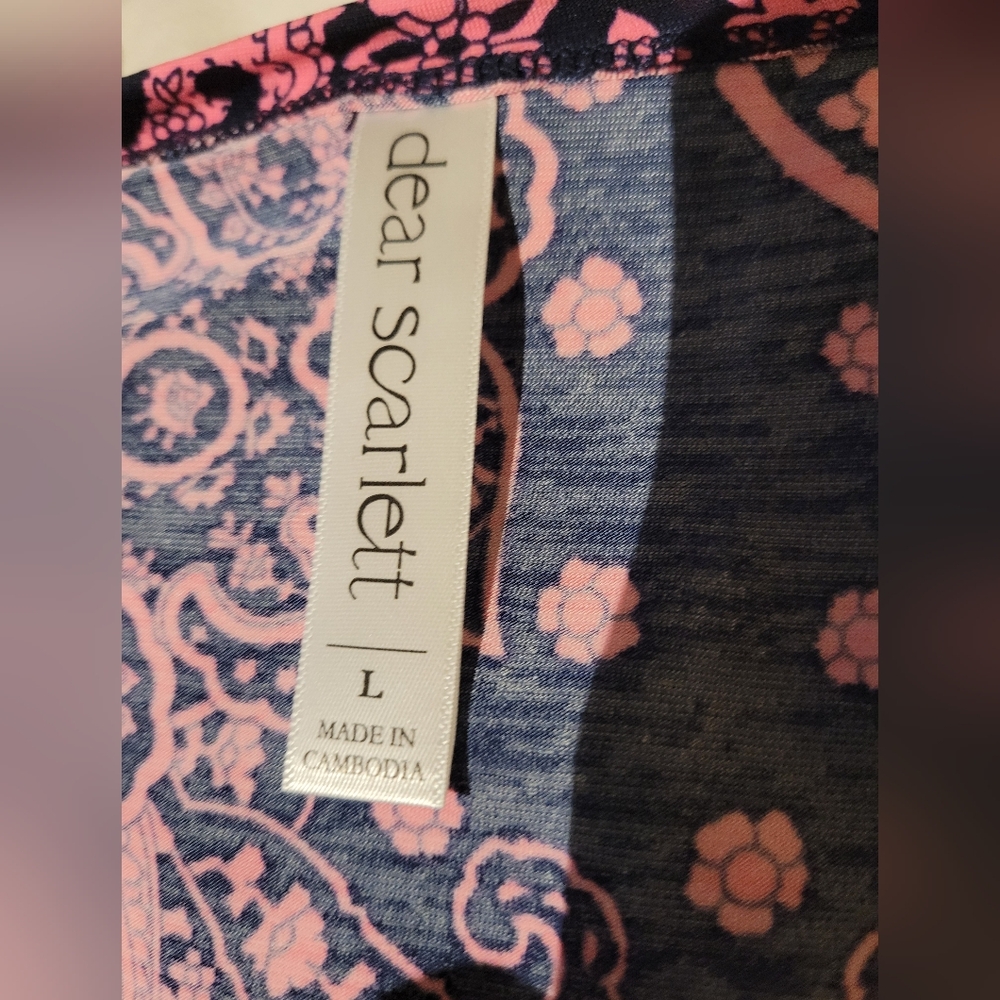 Navy And Pink Paisley Kimono - Picture 2 of 3
